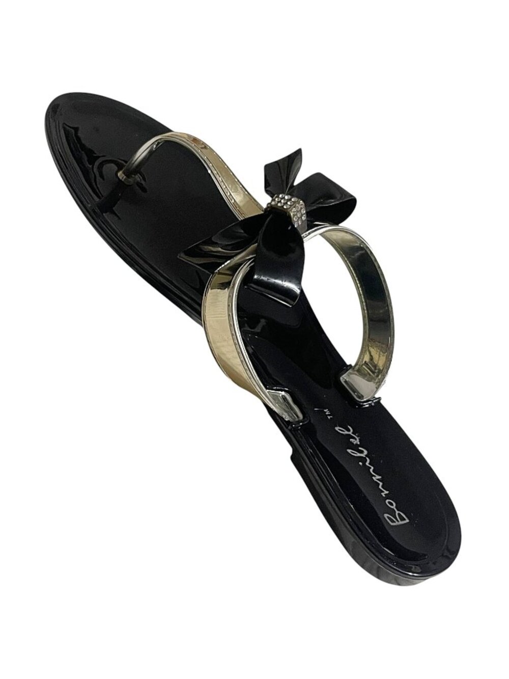 Bonnibel Jewel Bow Sandals – Gold Rhinestone Thong Flats | Women’s Sizes 5.5-10 - Picture 7 of 7